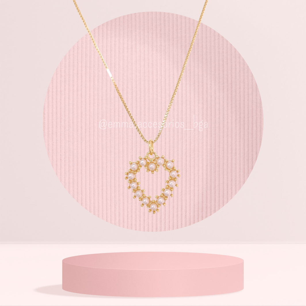 CADENA HEART BIG PEARL