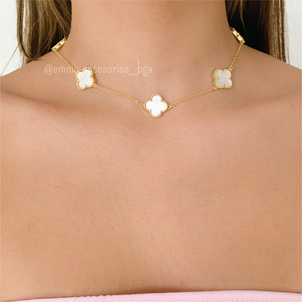 CHOKER TRÉBOL BLANCO