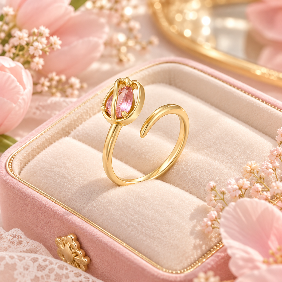 ANILLO TULIPAN DORADO